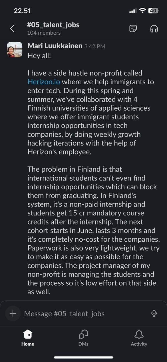 Näin etsitään kasvuhakkerointiharjoittelijoista kiinnostuneita yrityksiä ammatillisista yhteisöistä.